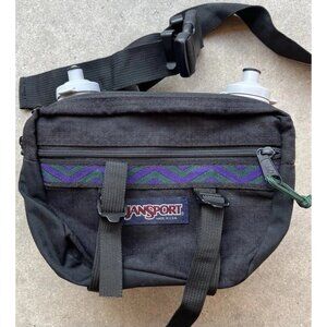 Vintage 90s Jansport Fanny Pack Purple Waist Hiking Belt Bag + 2 Bottle Holders
